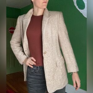 Vintage 90s Cache wool blend beige cream one button blazer 8